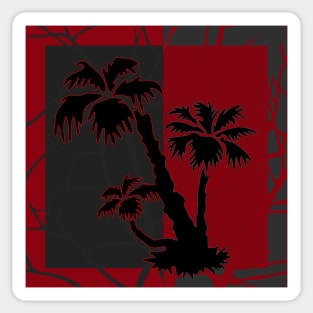 Red Grey Silhouette Palm Tree Sticker